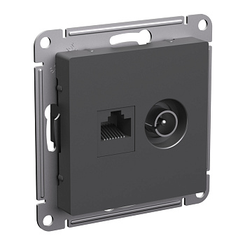 Розетка двойная ТВ+компьютерная AtlasDesign SE базальт  – купить розетки, рамки, выключатели оптом и в розницу  Розетка двойная ТВ+компьютерная AtlasDesign SE базальт во Владивостоке