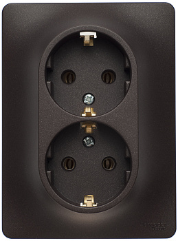 Розетка двойная Glossa SE с заземлением шоколад в сборе во Владивостоке