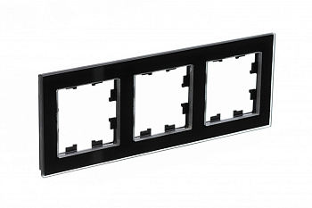 Рамка тройная AtlasDesign Nature SE стекло черная во Владивостоке
