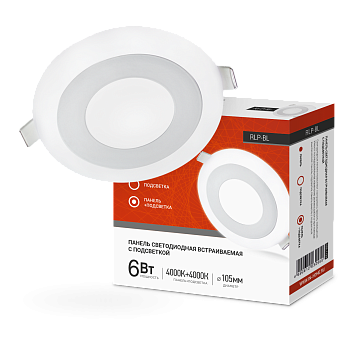 Панель светодиодная встраиваемая круглая RLP-BL 6Вт 230В 4000К 350Лм 105мм с подсветкой белая IP20 IN HOME во Владивостоке
