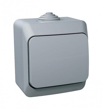 Выключатель одноклавишный ЭТЮД SE накладной полугерметичный серый  – купить розетки, рамки, выключатели оптом и в розницу  Выключатель одноклавишный ЭТЮД SE накладной полугерметичный серый во Владивостоке