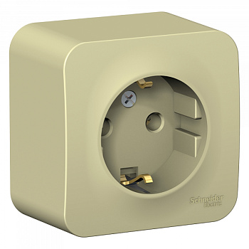 Розетка одинарная BLANCA SE накладная с заземлением с изоляционной пластиной бежевая во Владивостоке