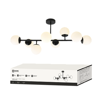 Светильник потолочный под лампу AURORA LUNA-8G9-BL 8xG9 матовые плафоны, черный корпус IN HOME  – купить кабель и провод оптом и в розницу  Светильник потолочный под лампу AURORA LUNA-8G9-BL 8xG9 матовые плафоны, черный корпус IN HOME во Владивостоке