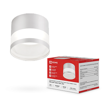 Светильник потолочный НПБ-SOFT-GX53 ТB-FL-WH под GX53 матовый плафон, 82х70мм белый IN HOME во Владивостоке