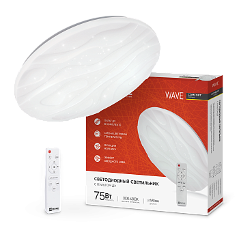 Светильник светодиодный COMFORT WAVE 75Вт 230В 3000-6500K 6000Лм 490x85мм с пультом ДУ IN HOME во Владивостоке