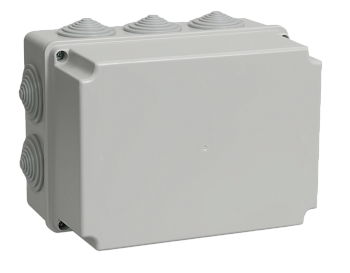 Коробка КМ41246 распаячная для о/п 190х140х120 мм IP55 (RAL7035, 10 гермовводов) IEK  – купить распределительные коробки, крепеж, изоляцию оптом и в розницу  Коробка КМ41246 распаячная для о/п 190х140х120 мм IP55 (RAL7035, 10 гермовводов) IEK во Владивостоке
