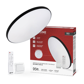 Светильник светодиодный NEO SIMPLE-95RC-BL 95Вт 230В 3000-6500K 7600Лм 460x67мм с пультом ДУ черный IN HOME во Владивостоке