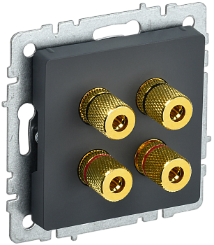 Аудиорозетка четырехместная BRITE IEK графит  – купить розетки, рамки, выключатели оптом и в розницу  Аудиорозетка четырехместная BRITE IEK графит во Владивостоке