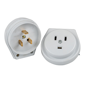 Разъем РШ-ВШ 32А 250В 2P+PE (СУ) пластиковый белый EKF PROxima во Владивостоке