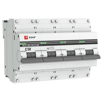 Автоматический выключатель ВА47-100 4P  50А 10кА характеристика C EKF PROxima во Владивостоке