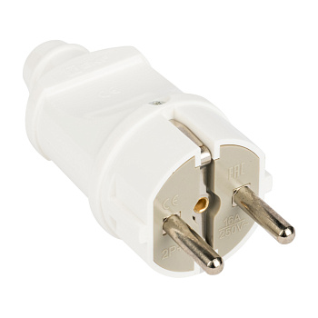 Вилка прямая с заземлением белая 16А 250В EKF PROxima во Владивостоке