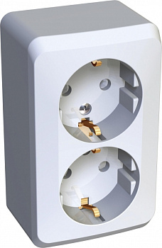 Розетка двойная ЭТЮД SE накладная со шторками с заземлением белая во Владивостоке