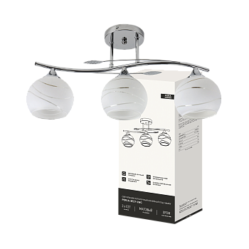 Люстра линейная под лампу AURA PERLA-3E27-LWC 3хЕ27 матовый плафон, хром IN HOME во Владивостоке