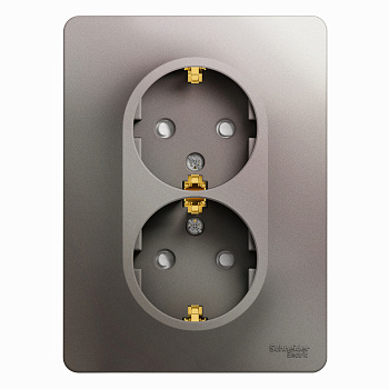 Розетка двойная Glossa SE с заземлением со шторками платина в сборе во Владивостоке