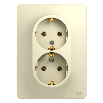 Розетка двойная Glossa SE с заземлением бежевая в сборе  – купить розетки, рамки, выключатели оптом и в розницу  Розетка двойная Glossa SE с заземлением бежевая в сборе во Владивостоке