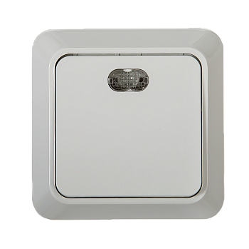 Выключатель одноклавишный с подсветкой BOLLETO белый накладной 7121 IN HOME во Владивостоке