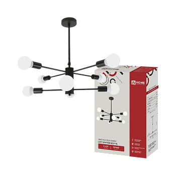 Светильник потолочный под лампу LOFT SPUTNIK-8E27-BL 8хЕ27 черный IN HOME во Владивостоке