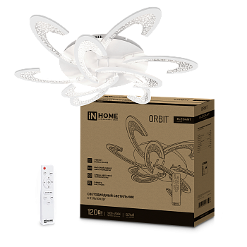 Светильник светодиодный ELEGANT ORBIT 120Вт 230В 3000-6500K 8400Лм 925х810х120мм c пультом ДУ белый IN HOME  – купить кабель и провод оптом и в розницу  Светильник светодиодный ELEGANT ORBIT 120Вт 230В 3000-6500K 8400Лм 925х810х120мм c пультом ДУ белый IN HOME во Владивостоке