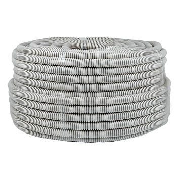 Труба гофрированная ПВХ с протяжкой d=20 мм (100 м) серая Plast EKF во Владивостоке