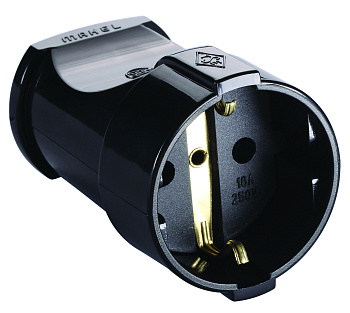 Штепсель MAKEL с заземлением черный во Владивостоке