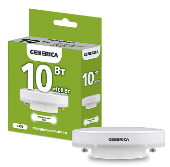 Лампа LED T80 таблетка 10Вт 230В 4000К GX53 GENERICA  – купить лампы всех видов оптом и в розницу  Лампа LED T80 таблетка 10Вт 230В 4000К GX53 GENERICA во Владивостоке