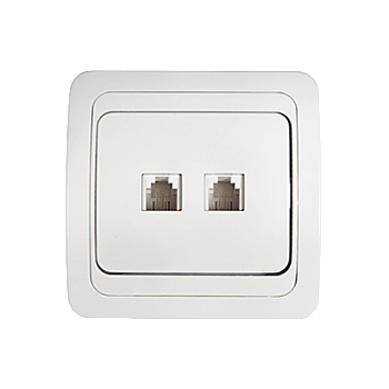 Розетка компьютерная двойная RJ-45 CLASSICO белая 2136 IN HOME  – купить розетки, рамки, выключатели оптом и в розницу  Розетка компьютерная двойная RJ-45 CLASSICO белая 2136 IN HOME во Владивостоке