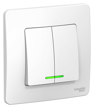 Выключатель двухклавишный BLANCA SE с подсветкой белый во Владивостоке