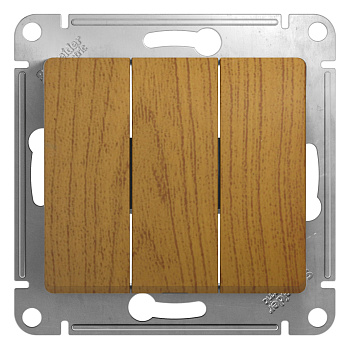 Выключатель трехклавишный GLOSSA Schneider Electric дуб во Владивостоке
