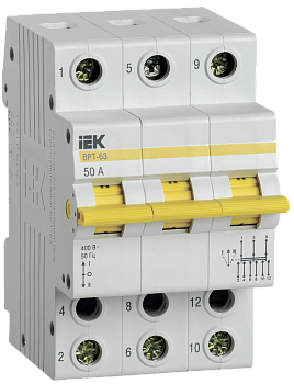Выключатель-разъединитель трехпозиционный ВРТ-63 3P 50А IEK во Владивостоке