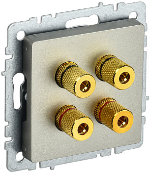 Аудиорозетка четырехместная BRITE IEK шампань  – купить розетки, рамки, выключатели оптом и в розницу  Аудиорозетка четырехместная BRITE IEK шампань во Владивостоке