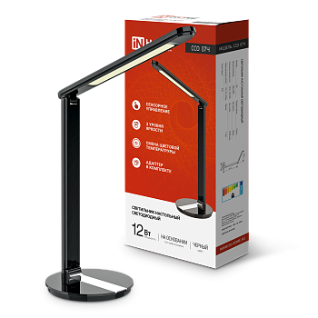 Светильник настольный светодиодный SIMPLE ССО-07Ч 12Вт 600Лм сенсор, адаптер ЧЕРНЫЙ IN HOME во Владивостоке