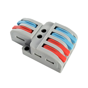 Клемма проходная разветвительная КПР 222-4124 с рычагами 2/4 полюса 0.08-2.5/4мм2 (5шт./уп.) IN HOME во Владивостоке