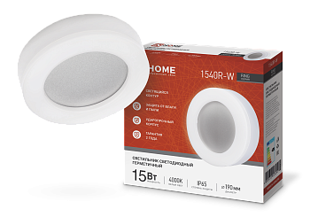 Светильник светодиодный серии RING-1540R-W 15Вт 230В 4000К 910Лм 190мм IP65 КРУГ IN HOME во Владивостоке