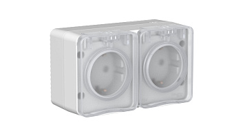 Розетка двойная AtlasDesign SE Profi54 накладная с з/к со шторками серая во Владивостоке