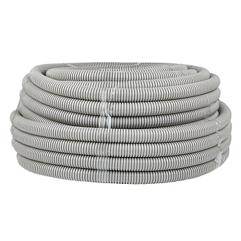 Труба гофрированная ПВХ с протяжкой d=32 мм (50 м) серая Plast EKF во Владивостоке