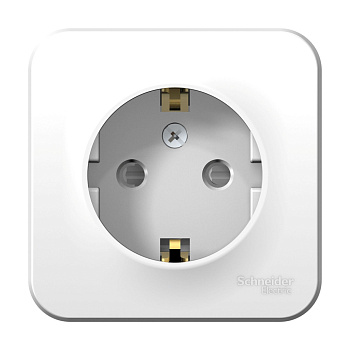 Розетка одинарная BLANCA SE накладная с заземлением со шторками с монтажной пластиной белая во Владивостоке