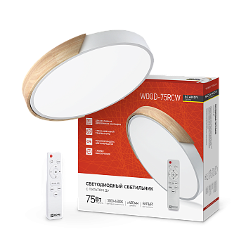 Светильник светодиодный SCANDY SIMPLE-75RCW 75Вт 230В 3000-6500K 6000Лм 400x50мм с пультом ДУ белый IN HOME во Владивостоке