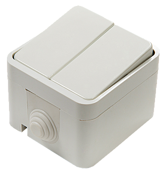 Выключатель двухклавишный AQUA белый полугерметичный 3200 IN HOME во Владивостоке