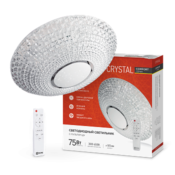Светильник светодиодный COMFORT CRYSTAL 75Вт 230В 3000-6500K 6000Лм 500x115мм с пультом ДУ IN HOME  – купить кабель и провод оптом и в розницу  Светильник светодиодный COMFORT CRYSTAL 75Вт 230В 3000-6500K 6000Лм 500x115мм с пультом ДУ IN HOME во Владивостоке