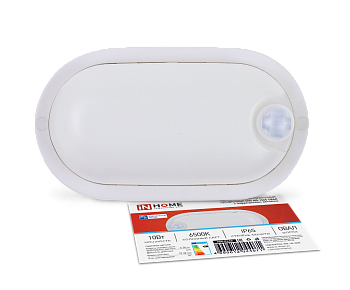 Светильник светодиодный герметичный СПП ИД-1065-ОВАЛ 10Вт 6500К 900Лм с инфракрасным датчиком IP65 160х88мм IN HOME во Владивостоке