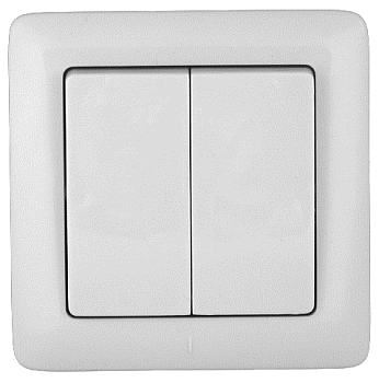 Выключатель двухклавишный ХИТ SE белый во Владивостоке