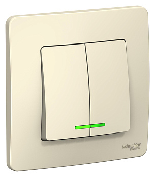 Выключатель двухклавишный BLANCA SE с подсветкой молочный во Владивостоке