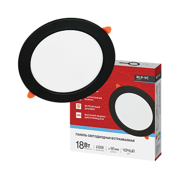 Панель светодиодная встраиваемая круглая RLP-VC 1865BL 18Вт 230В 6500К 1440Лм 185мм черная IP40 IN HOME во Владивостоке