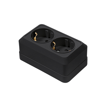 Розетка двойная с заземлением BOLLETO черная накладная 7128B IN HOME во Владивостоке