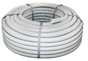 Труба гофрированная ПВХ с протяжкой d=25 мм (50 м) серая Plast EKF во Владивостоке