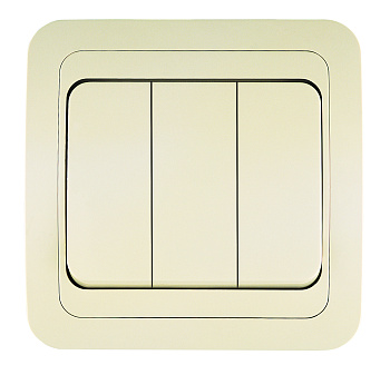 Выключатель трехклавишный МИМОЗА MAKEL крем во Владивостоке