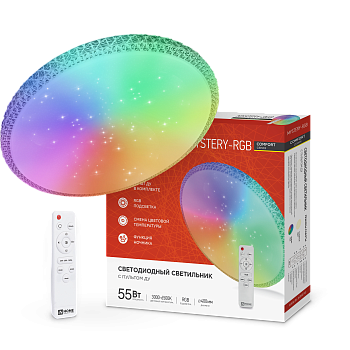 Светильник светодиодный COMFORT MYSTERY-RGB 55Вт 230В 3000-6500K 4400Лм 400x70мм с пультом дистанционного управления IN HOME  – купить кабель и провод оптом и в розницу  Светильник светодиодный COMFORT MYSTERY-RGB 55Вт 230В 3000-6500K 4400Лм 400x70мм с пультом дистанционного управления IN HOME во Владивостоке