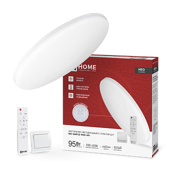 Светильник светодиодный NEO SIMPLE-95RC-WH 95Вт 230В 3000-6500K 7600Лм 460x67мм с пультом ДУ белый IN HOME во Владивостоке