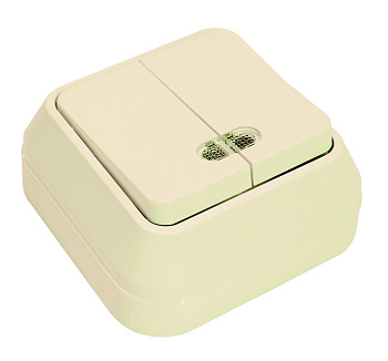 Выключатель двухклавишный накладной с подсветкой MAKEL крем во Владивостоке