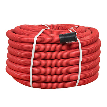 Труба гофрированная ПНД d=50 мм (50 м) двустенная красная с зондом EKF PROxima во Владивостоке